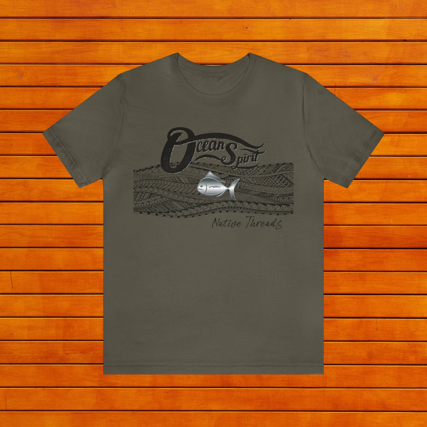 OCEAN SPIRIT NATIVE THREADS FISH TRIBAL Unisex Jersey Short Sleeve Tee - OCEANE