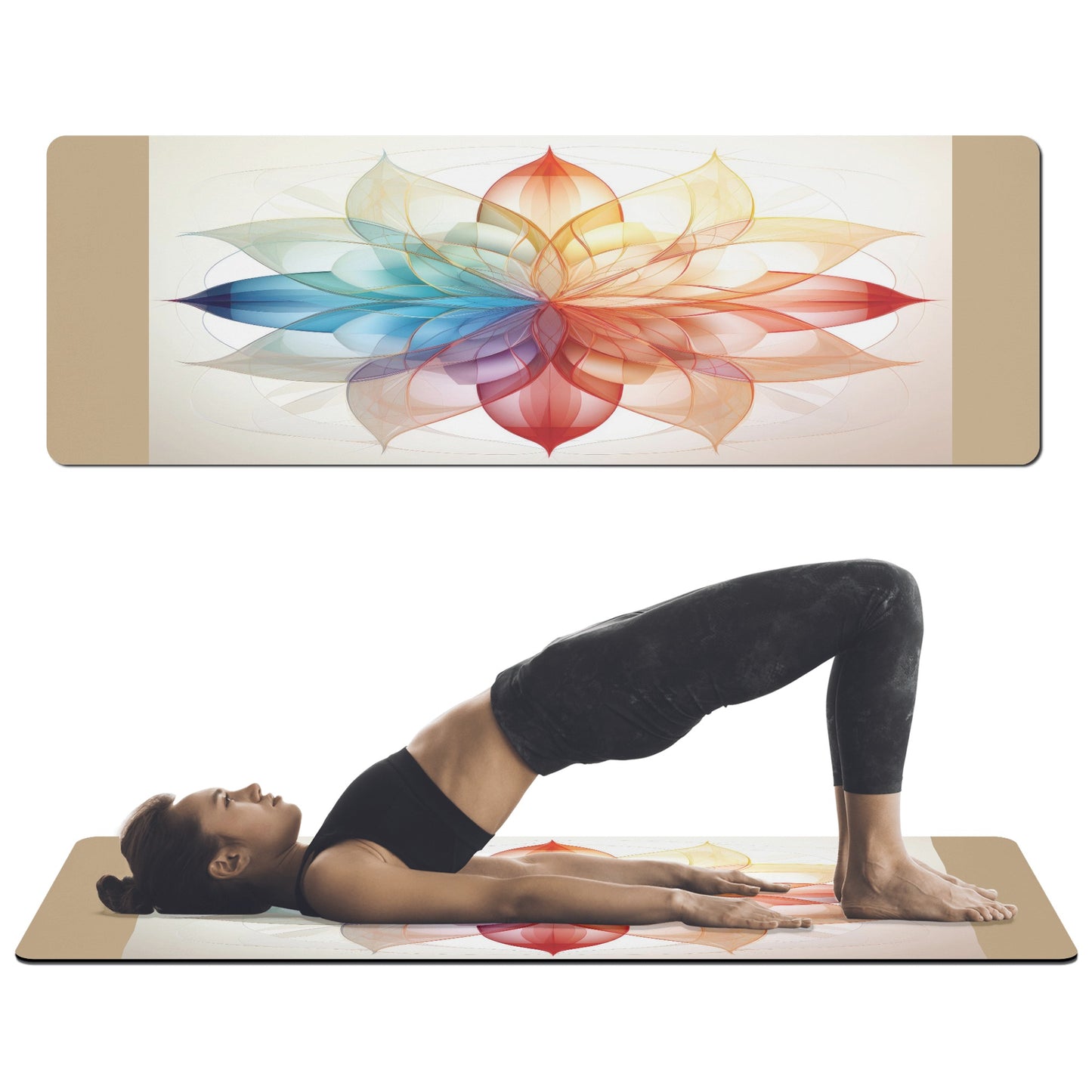 Flower of Life Yoga Mat Color Focus Mandala 4mm Rubber - OCEANE