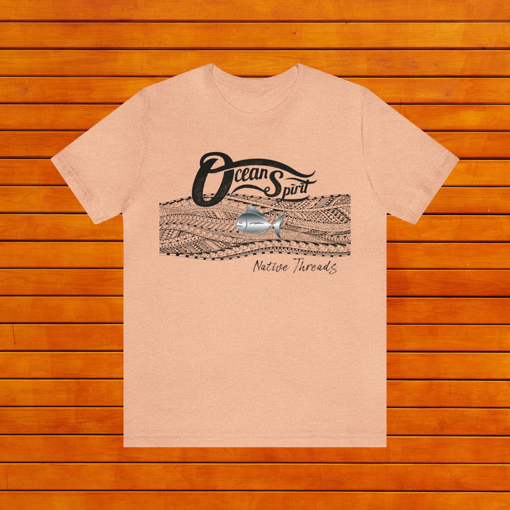 OCEAN SPIRIT NATIVE THREADS FISH TRIBAL Unisex Jersey Short Sleeve Tee - OCEANE