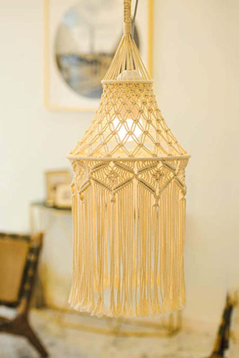 Macrame Hanging Lampshade - OCEANE
