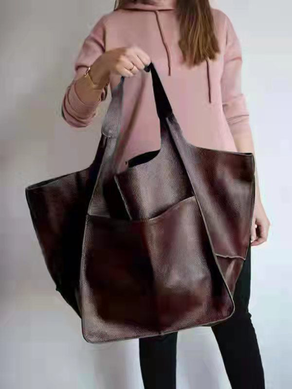 Large Bag Soft Leather Large One Shoulder Portable Tote Bag~ many colors!