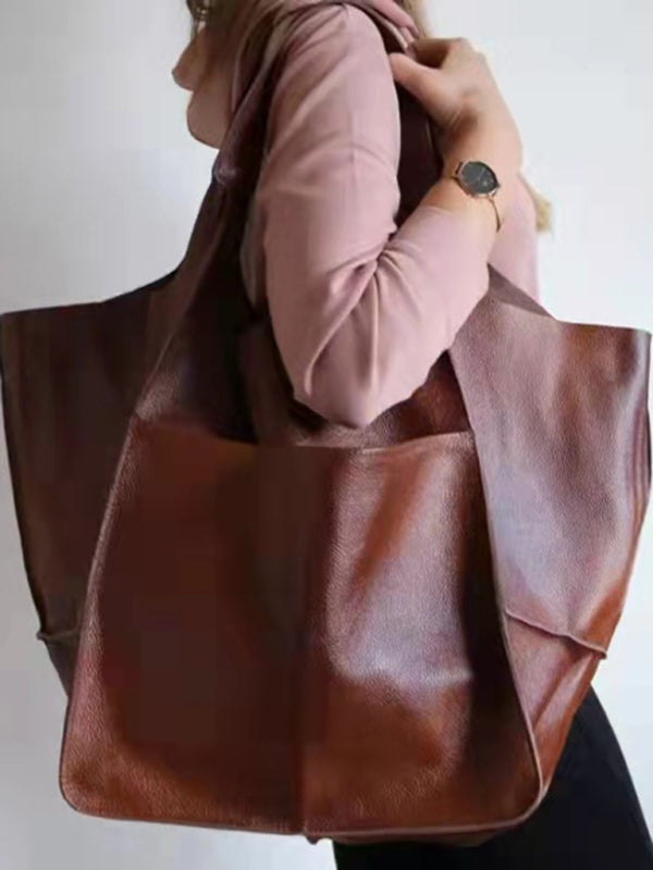 Large Bag Soft Leather Large One Shoulder Portable Tote Bag~ many colors!