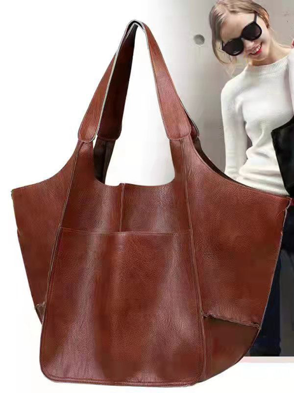 Large Bag Soft Leather Large One Shoulder Portable Tote Bag~ many colors!