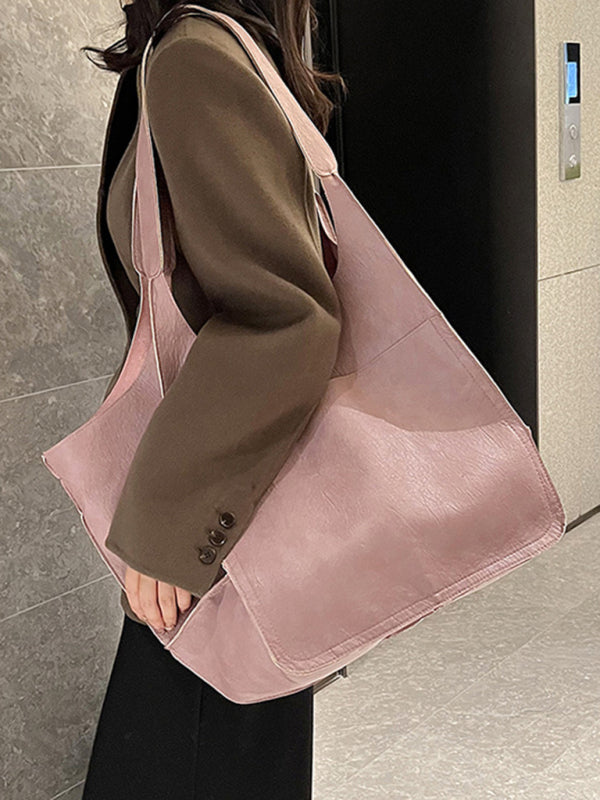 Large Bag Soft Leather Large One Shoulder Portable Tote Bag~ many colors!