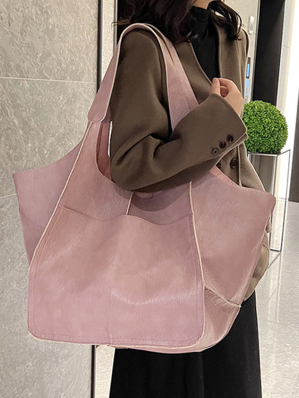 Large Bag Soft Leather Large One Shoulder Portable Tote Bag~ many colors!