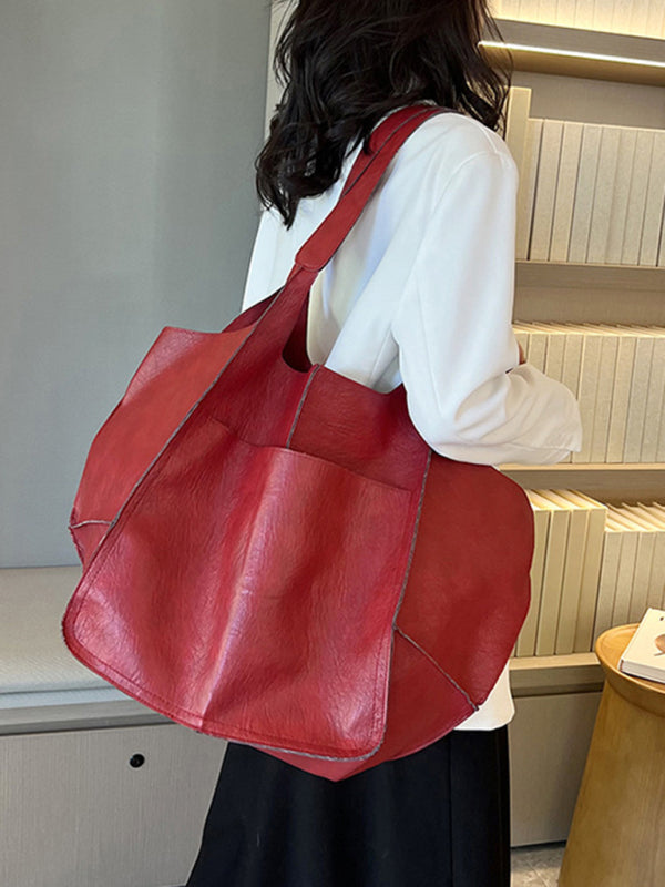 Large Bag Soft Leather Large One Shoulder Portable Tote Bag~ many colors!