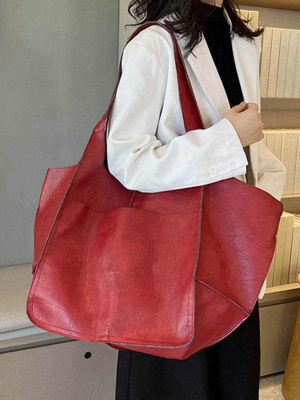 Large Bag Soft Leather Large One Shoulder Portable Tote Bag~ many colors!