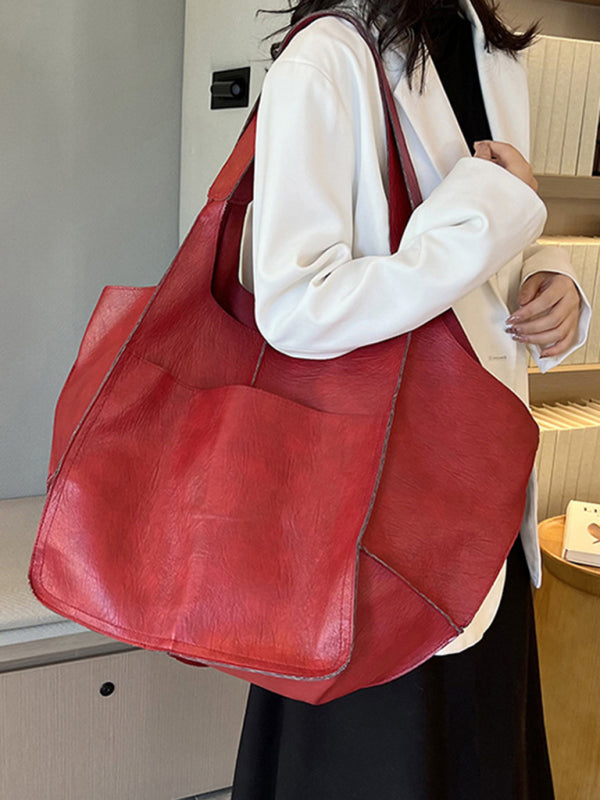Large Bag Soft Leather Large One Shoulder Portable Tote Bag~ many colors!