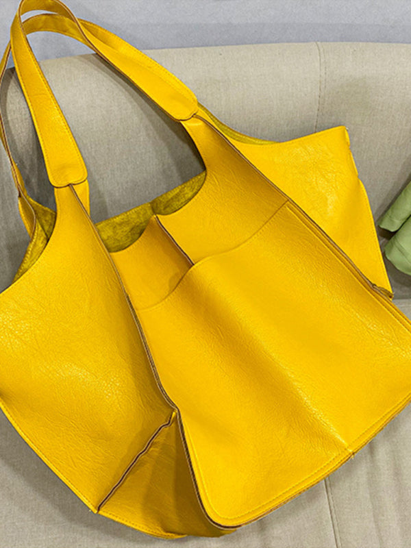 Large Bag Soft Leather Large One Shoulder Portable Tote Bag~ many colors!