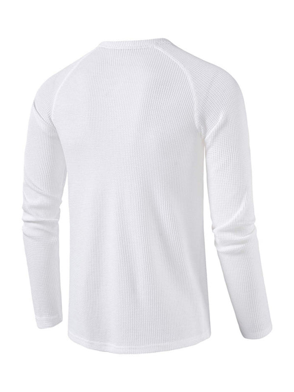Men's Solid Color Waffle Knit Henley~8 trendy colors!
