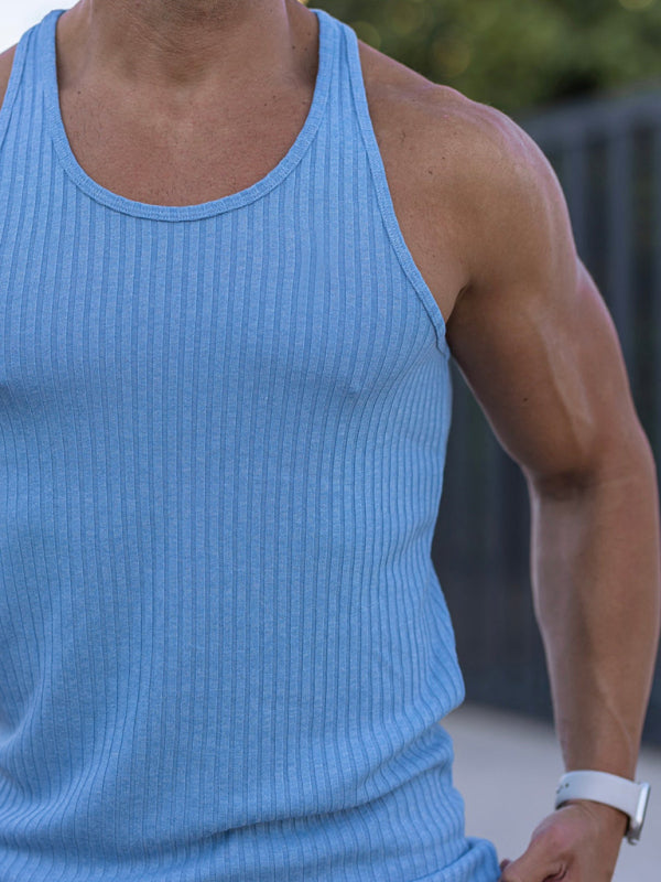 Men's Solid Color Ribbed Muscle Tank