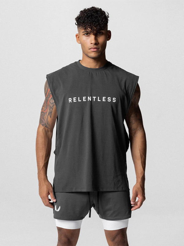 Men's Sports Loose Round Neck Quick Dry Sleeveless Active Tank