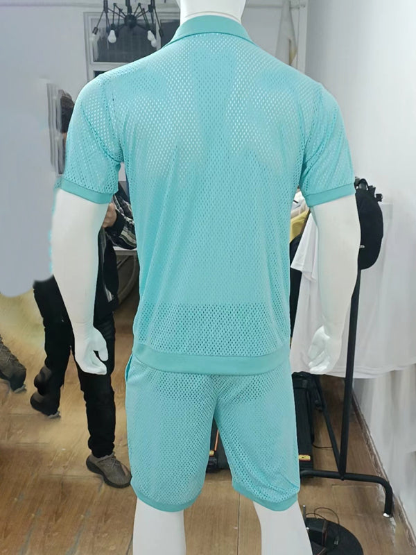 Short-sleeved shorts Knit lapel cardigan Short-sleeved men's suit