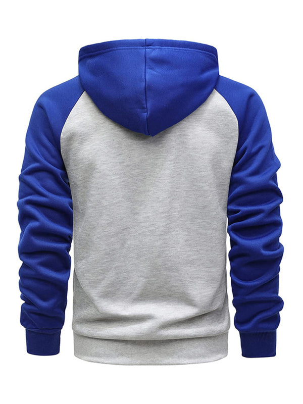 Jacket Contrasting Zippered color cardigan fleece hoodie men's clothing