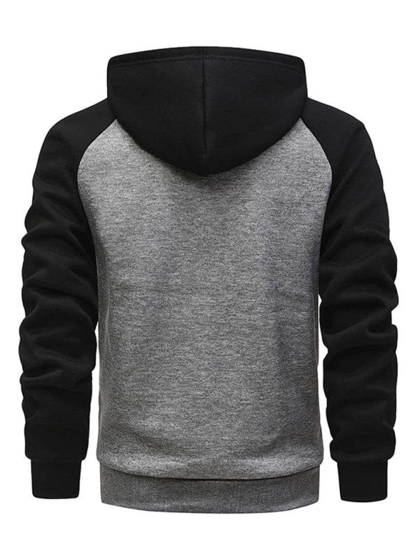 Jacket Contrasting Zippered color cardigan fleece hoodie men's clothing