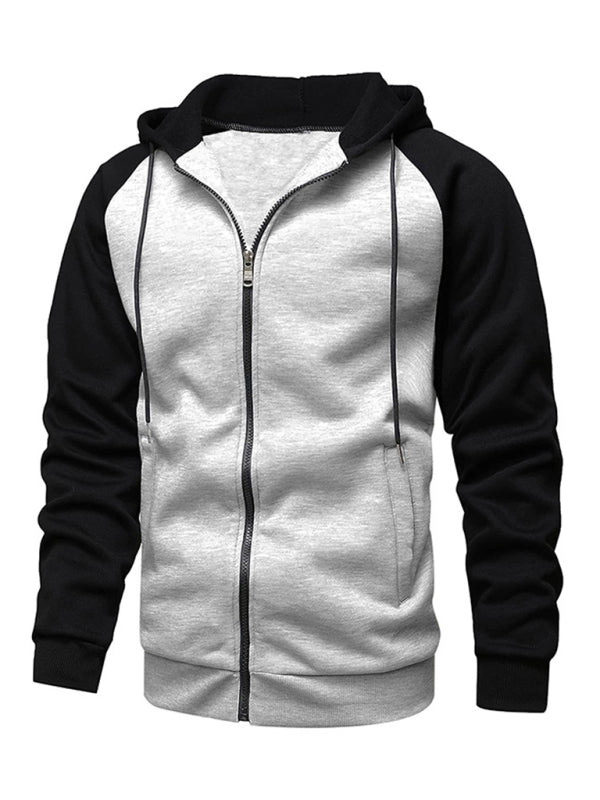 Jacket Contrasting Zippered color cardigan fleece hoodie men's clothing
