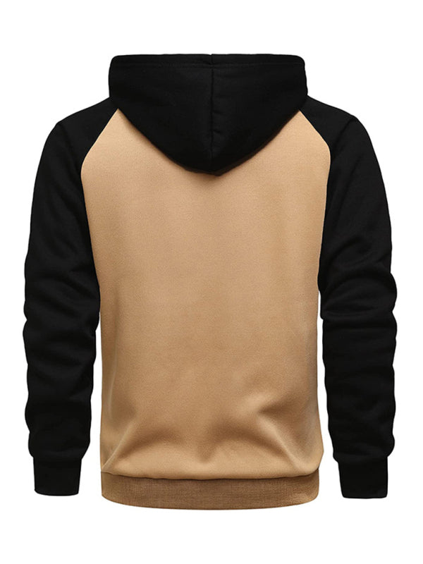 Jacket Contrasting Zippered color cardigan fleece hoodie men's clothing