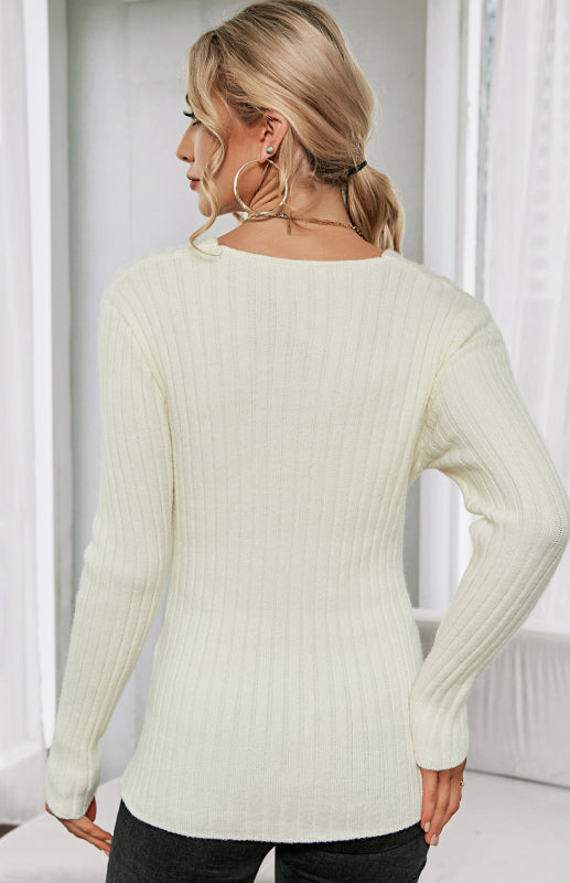 Women's V-Neck Pullover Cross Sweater~4 colors!