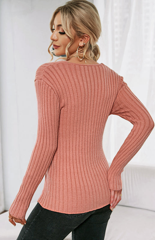 Women's V-Neck Pullover Cross Sweater~4 colors!