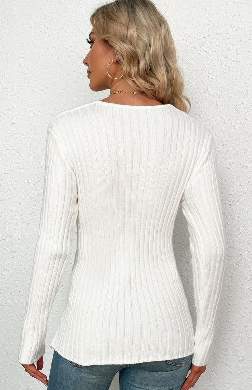 Women's V-Neck Pullover Cross Sweater~4 colors!
