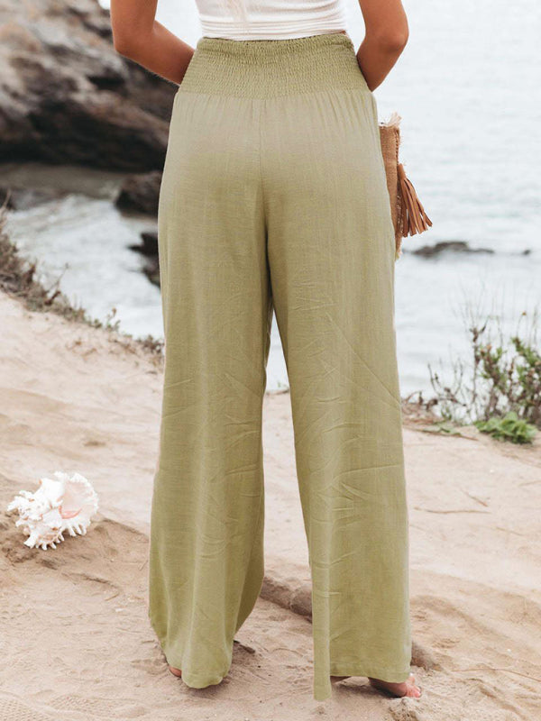Women's Casual wide-leg Cotton Loose Trouser Pants