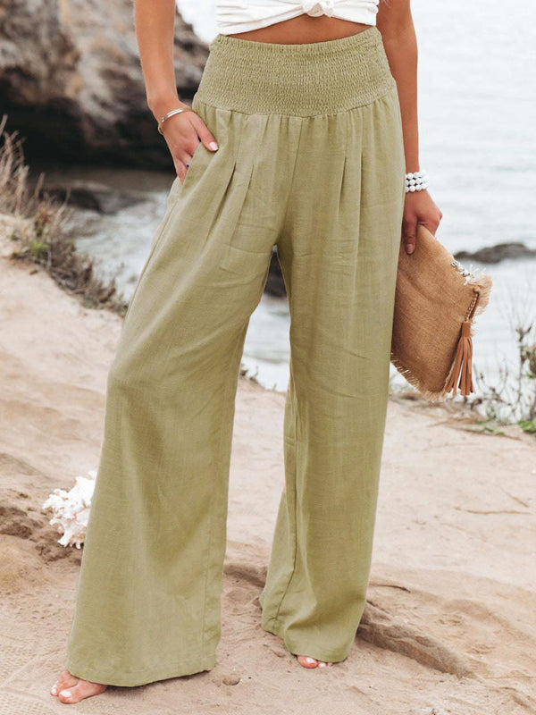 Women's Casual wide-leg Cotton Loose Trouser Pants