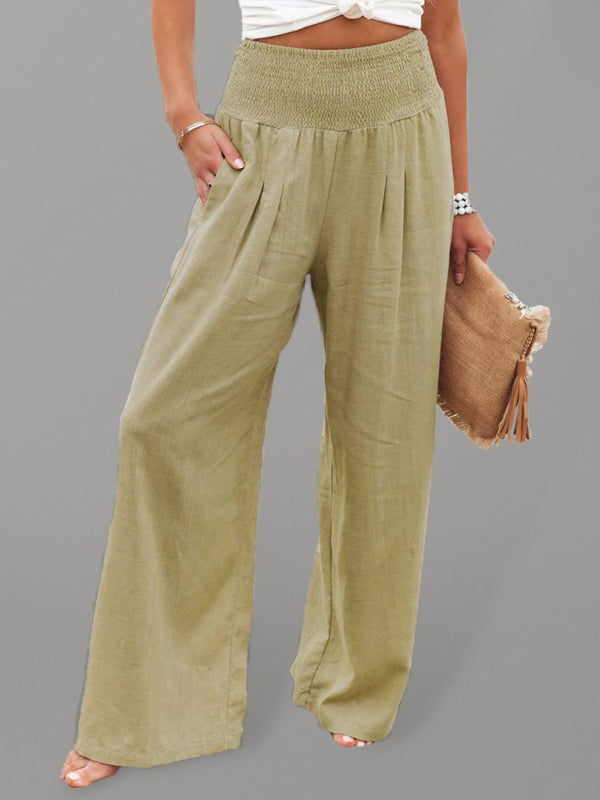 Women's Casual wide-leg Cotton Loose Trouser Pants