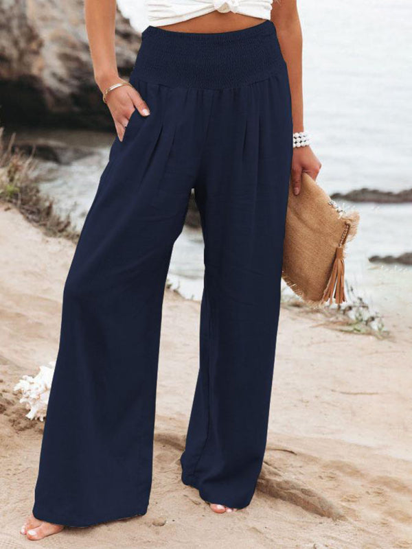 Women's Casual wide-leg Cotton Loose Trouser Pants