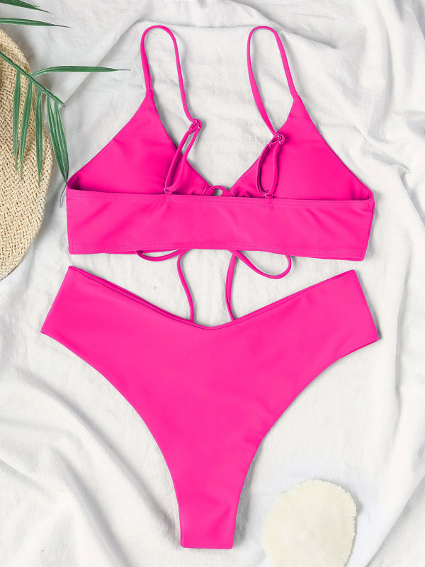 Women's Underwire Halter Bikini with Matching Cross-fold Bottom