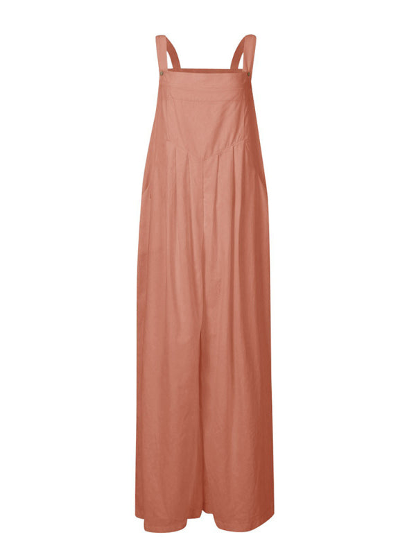 Women's Solid Color Wide Leg Linen Bohemian Jumpsuit~Lots of colors!