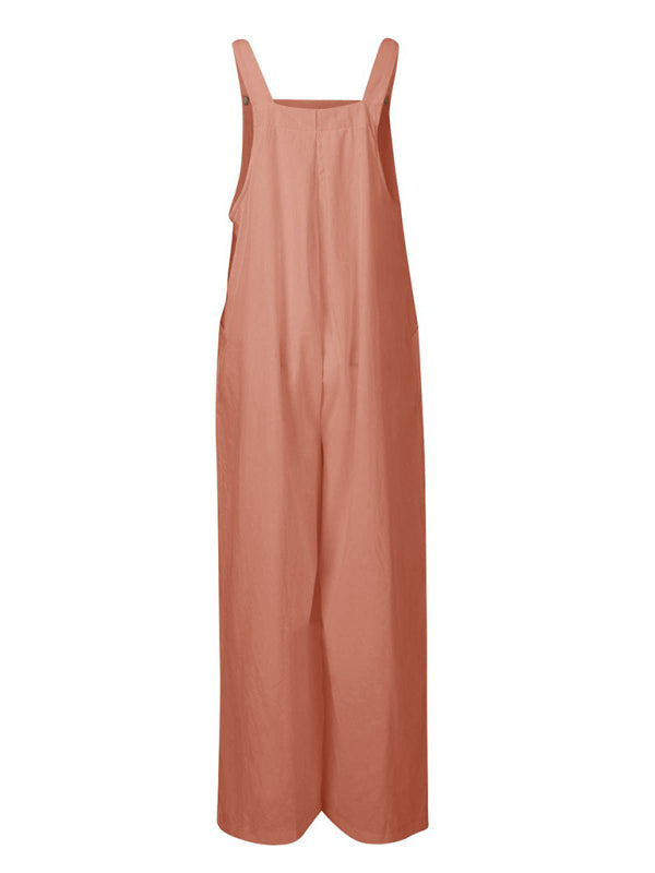 Women's Solid Color Wide Leg Linen Bohemian Jumpsuit~Lots of colors!