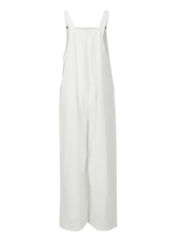 Women's Solid Color Wide Leg Linen Bohemian Jumpsuit~Lots of colors!