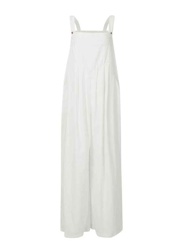Women's Solid Color Wide Leg Linen Bohemian Jumpsuit~Lots of colors!