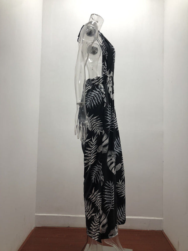 Women's Hawaiian Palm Tree Halter Top Jumpsuit~6 colors to choose! S-3xl
