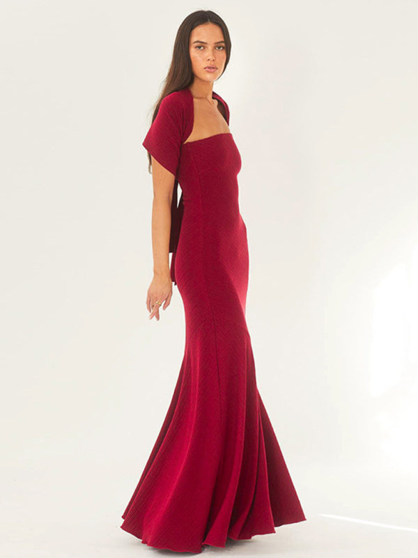 Stunning halter hemline shawl dress in Red & White ~ Holiday Party & Wedding Perfect