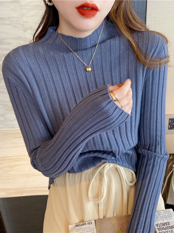 Women's ribbed half turtleneck sweater