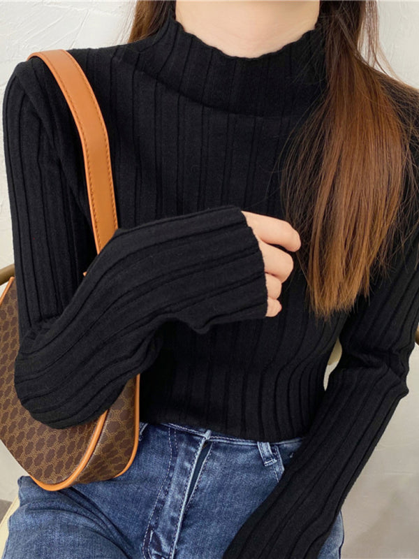Women's ribbed half turtleneck sweater