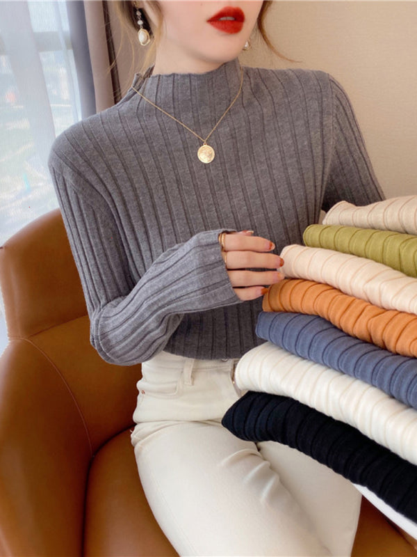 Women's ribbed half turtleneck sweater