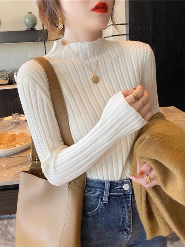 Women's ribbed half turtleneck sweater