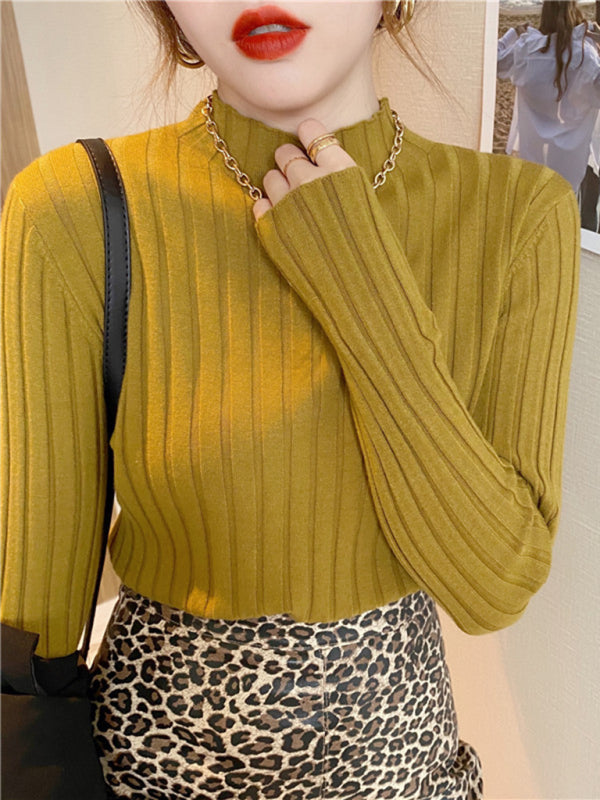 Women's ribbed half turtleneck sweater