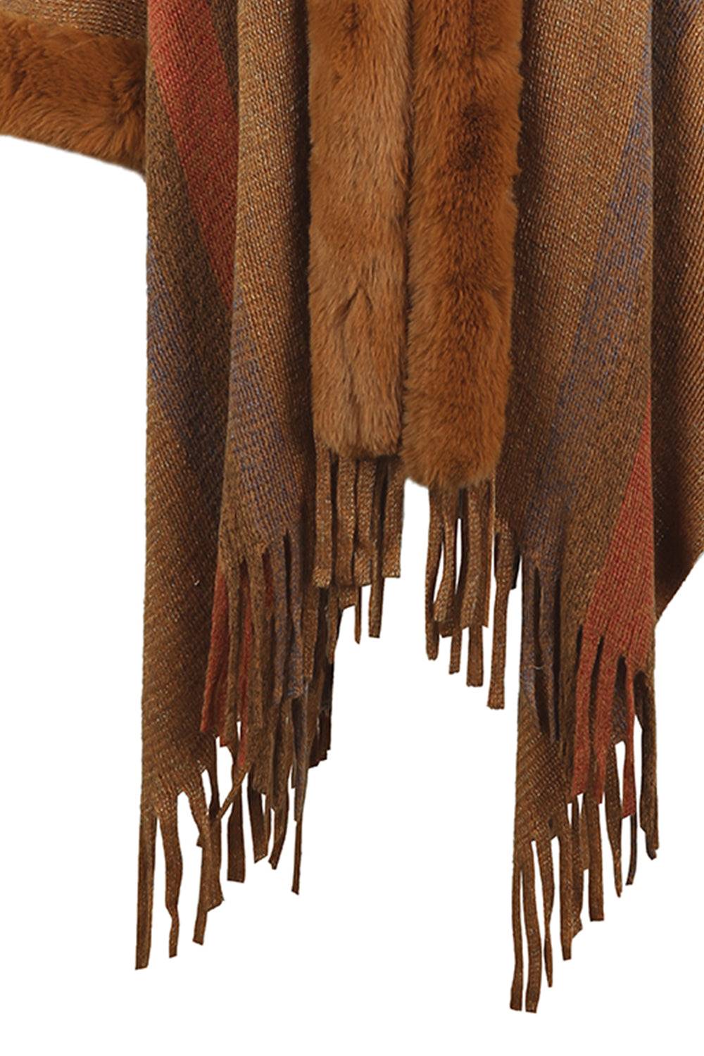 Color Block Fringe Detail Poncho 4 Color Styles to Choose! - OCEANE