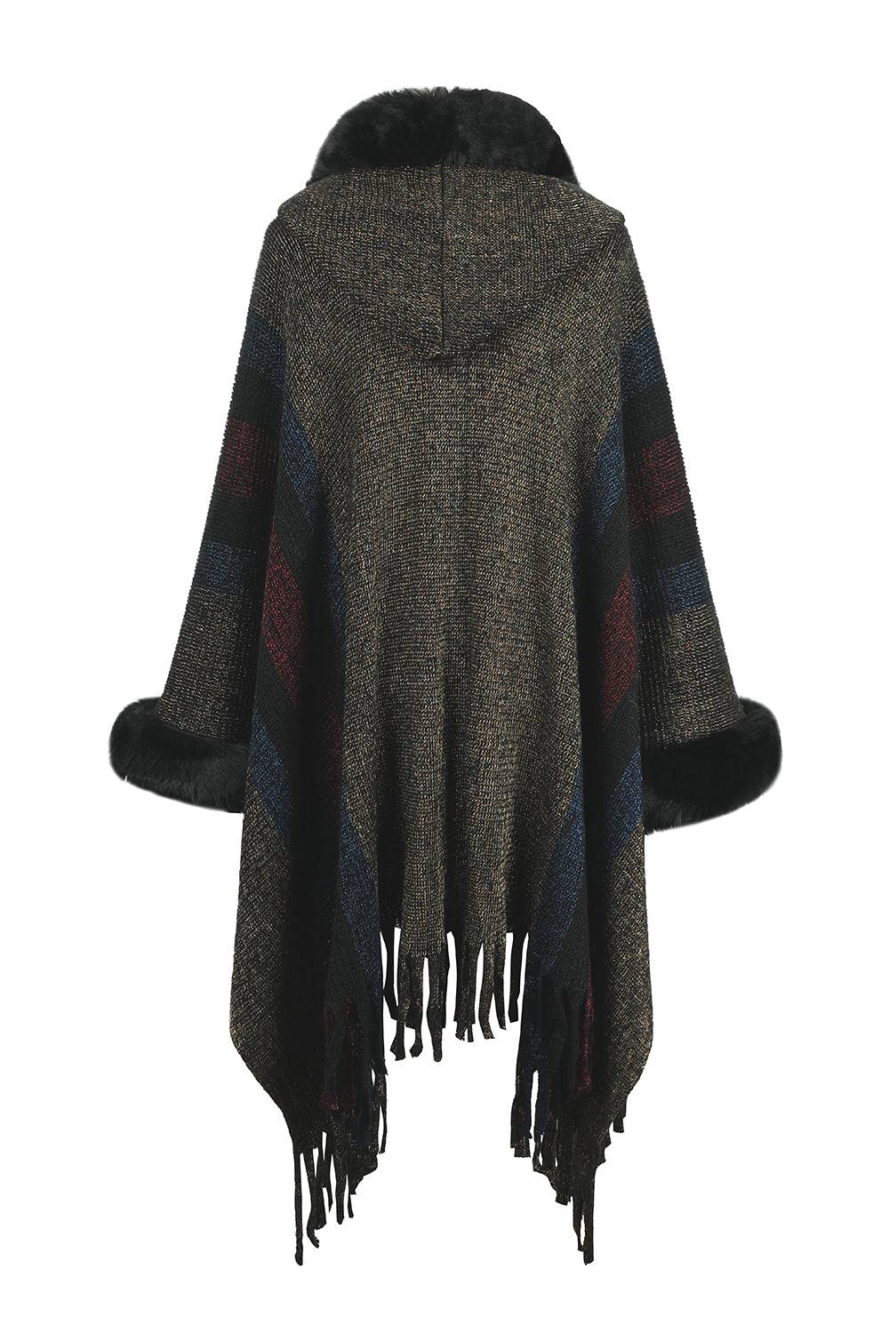 Color Block Fringe Detail Poncho 4 Color Styles to Choose! - OCEANE