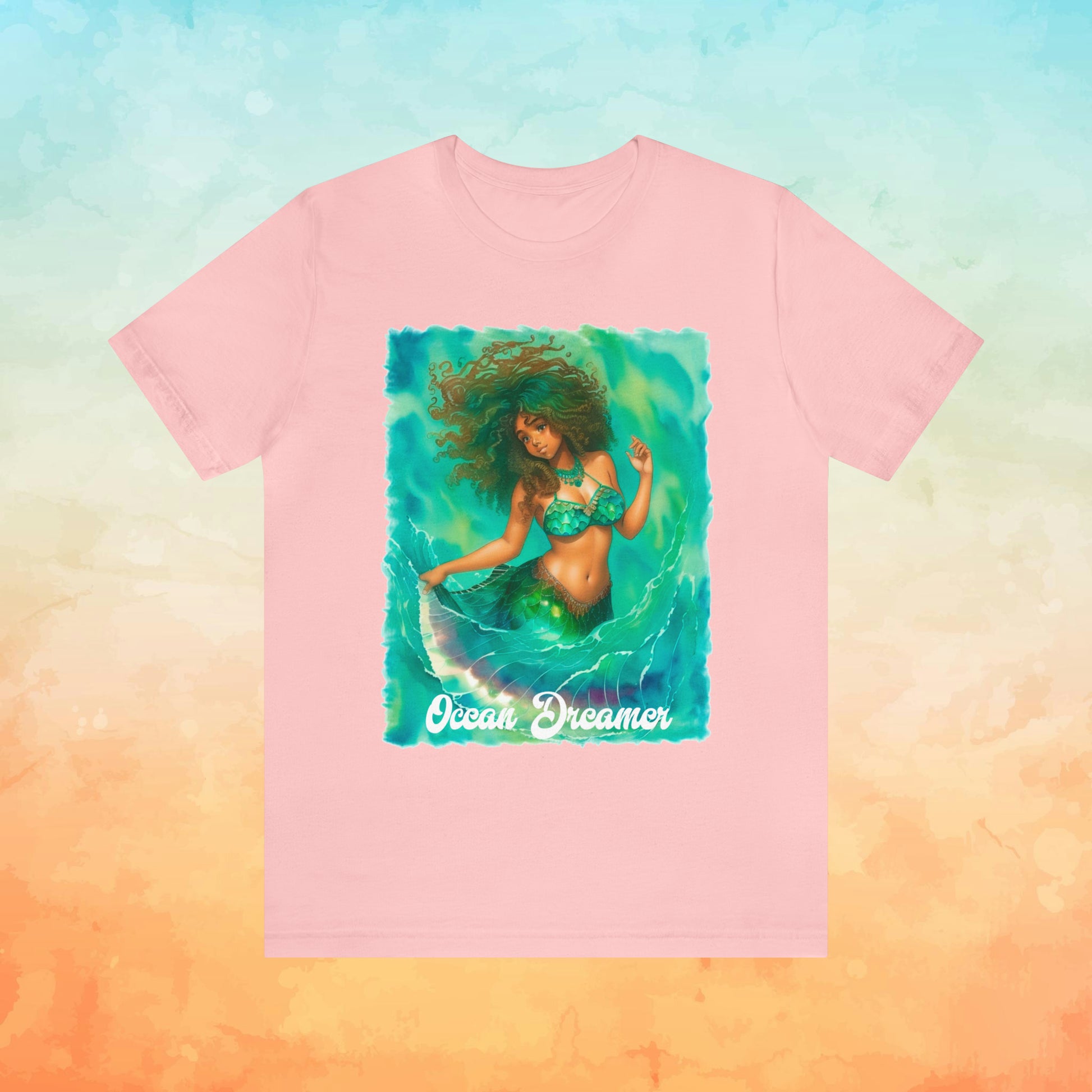 OCEAN DREAMER Mermaid Tropical Beach Jersey Short Sleeve Tee - OCEANE