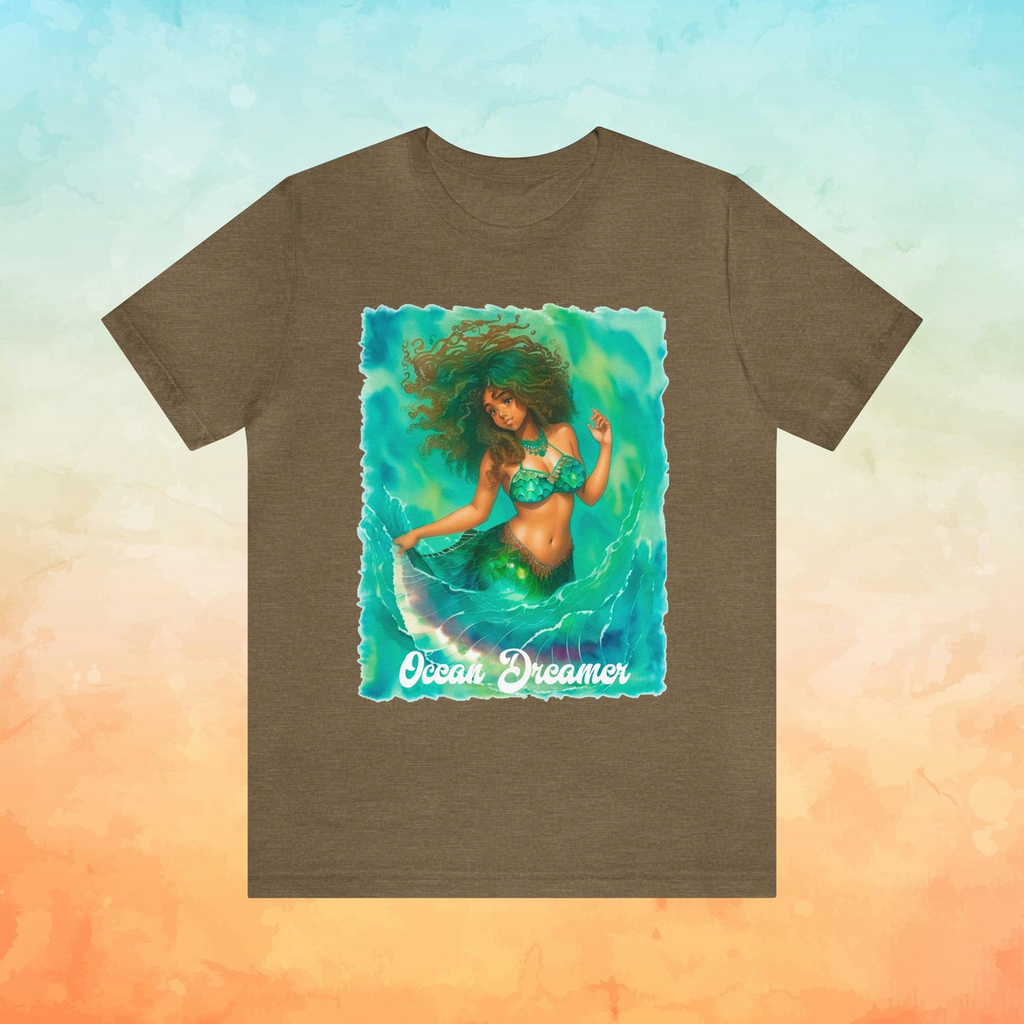 OCEAN DREAMER Mermaid Tropical Beach Jersey Short Sleeve Tee - OCEANE