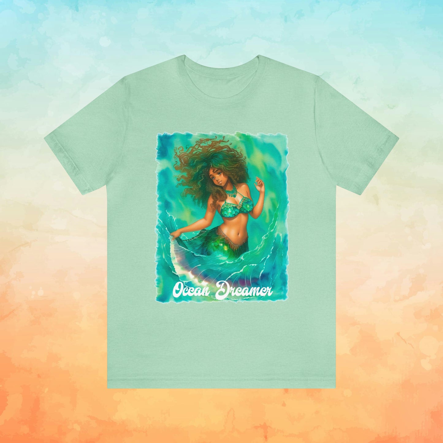 OCEAN DREAMER Mermaid Tropical Beach Jersey Short Sleeve Tee - OCEANE