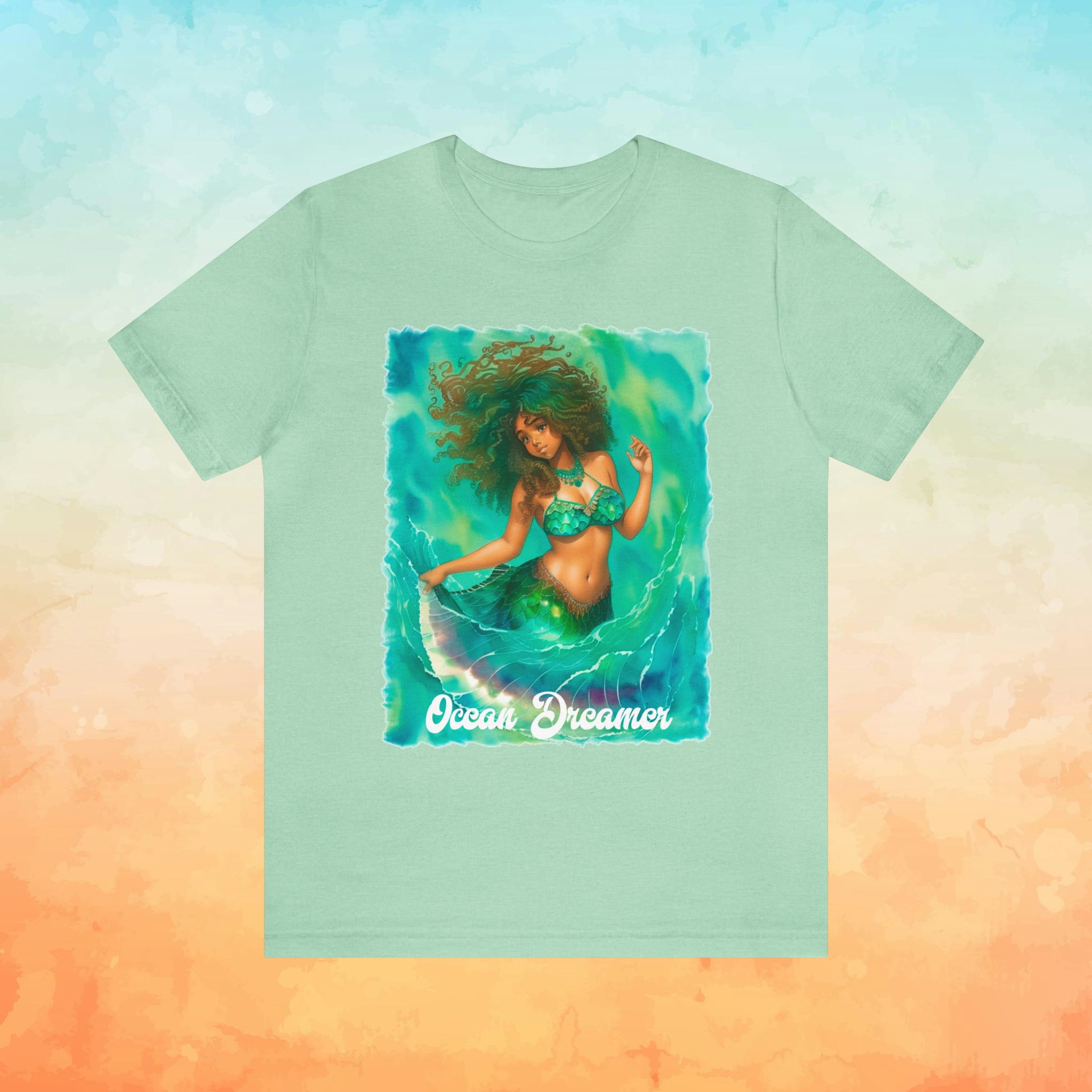 OCEAN DREAMER Mermaid Tropical Beach Jersey Short Sleeve Tee - OCEANE