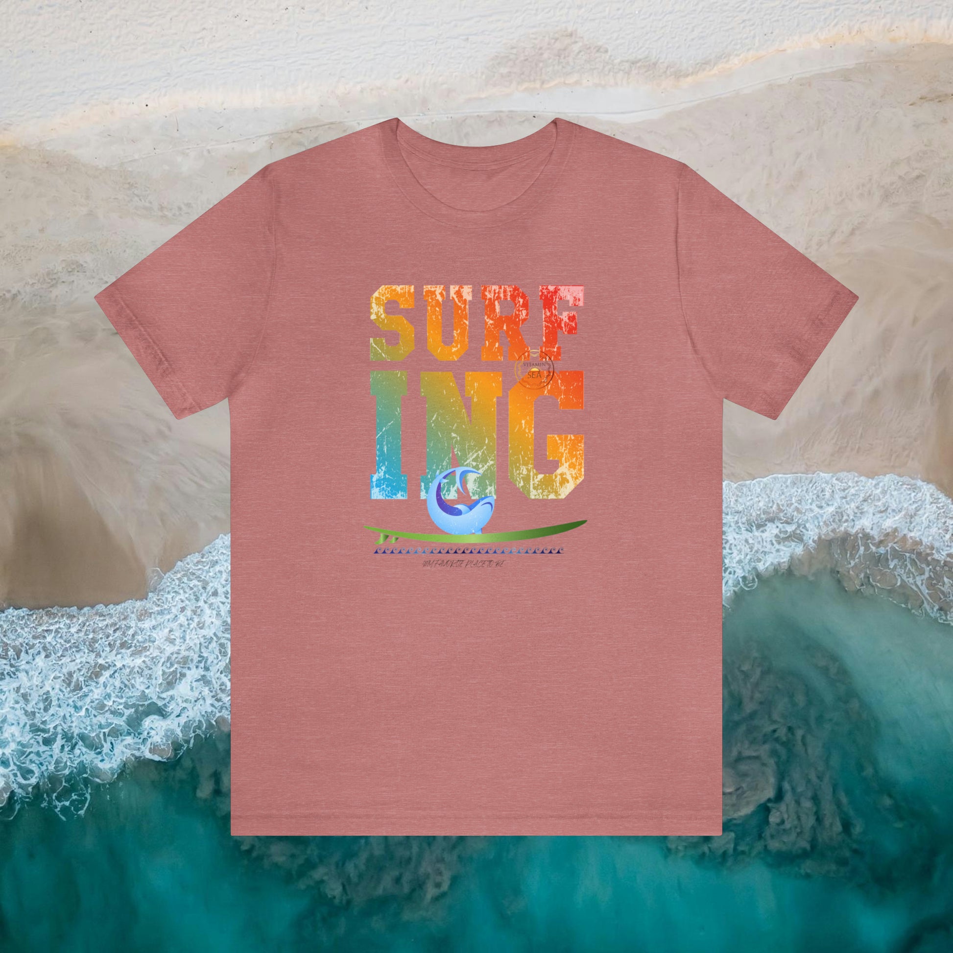 SURFING My Favorite Place To Be Jersey Short Sleeve Shark Tee White & Light Colors - OCEANE