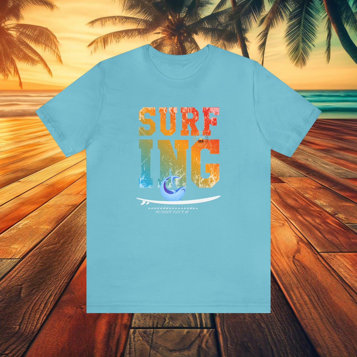 SURFING My Favorite Place To Be Jersey Short Sleeve Shark Tee Black & Dark Colors - OCEANE