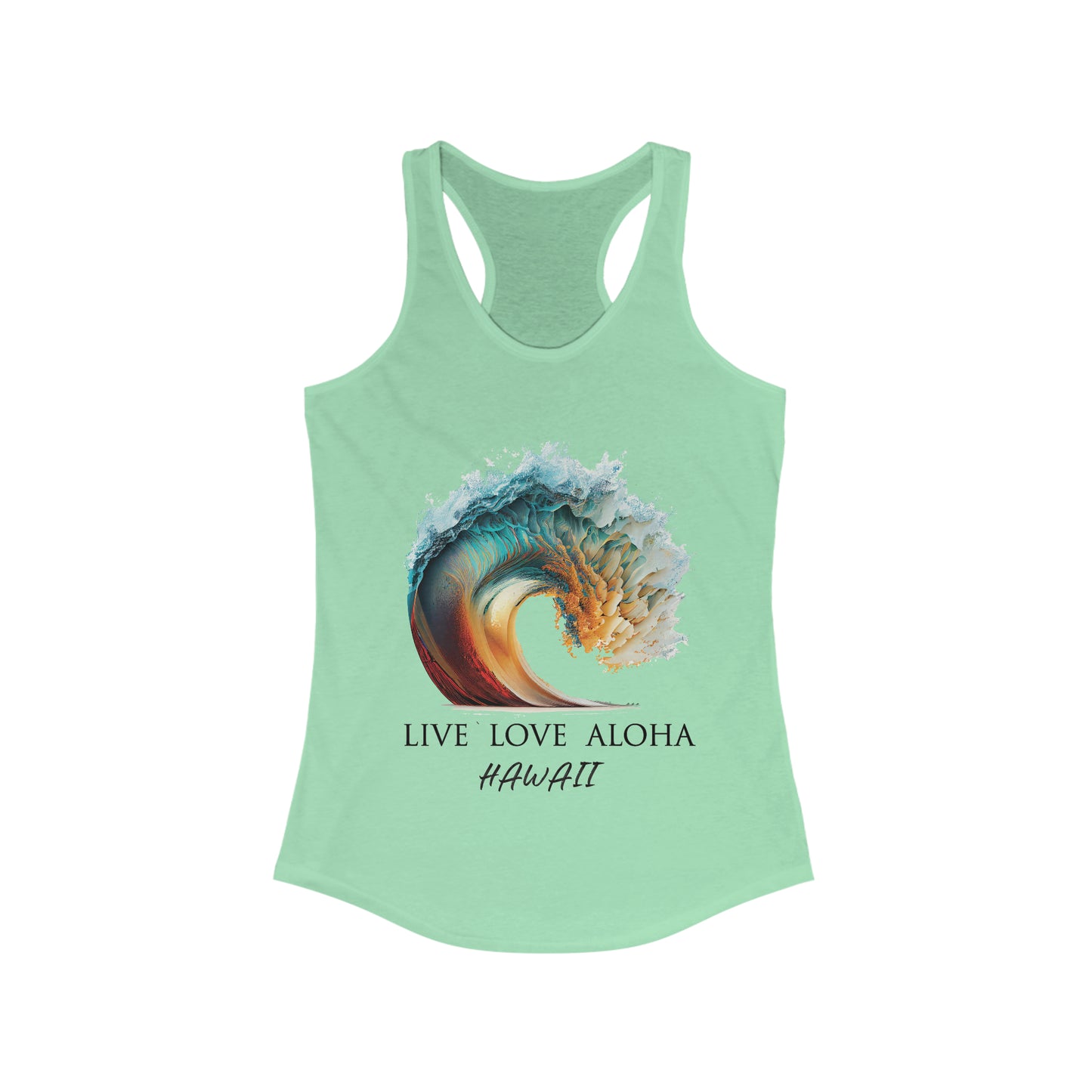 EPIC WAVE LIVE LOVE ALOHA HAWAII Women's Ideal Racerback Tank - OCEANE