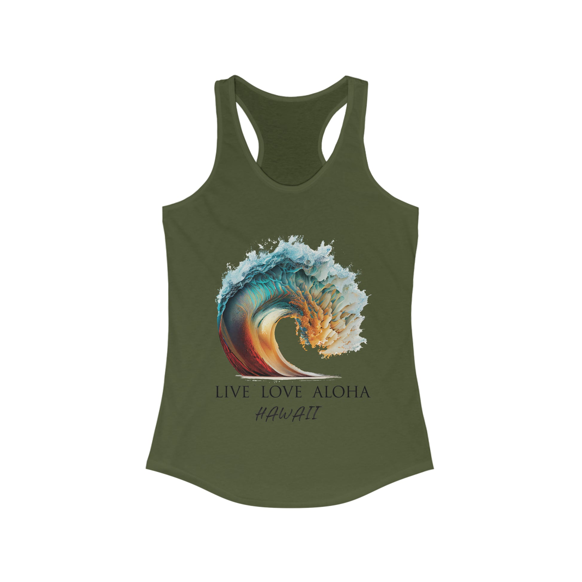 EPIC WAVE LIVE LOVE ALOHA HAWAII Women's Ideal Racerback Tank - OCEANE